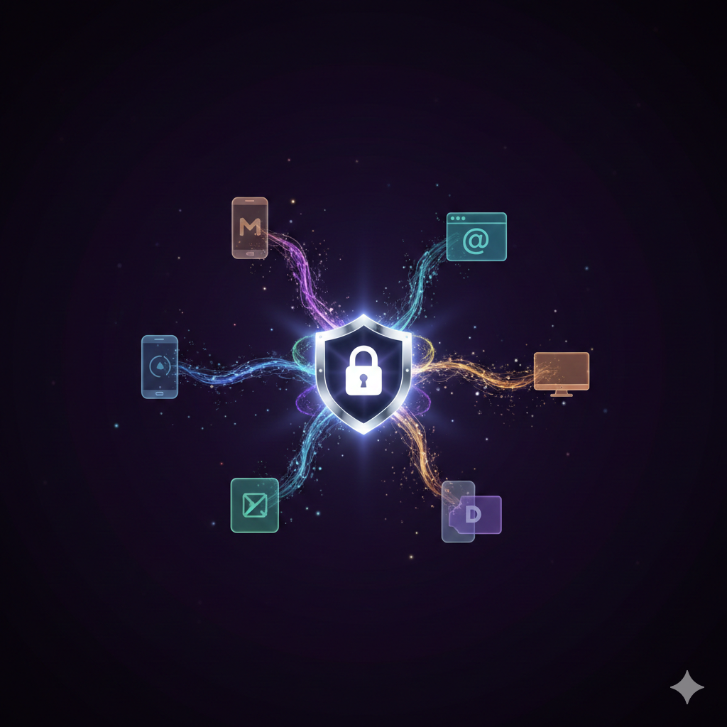 Role-based access control showing nested permission layers across applications