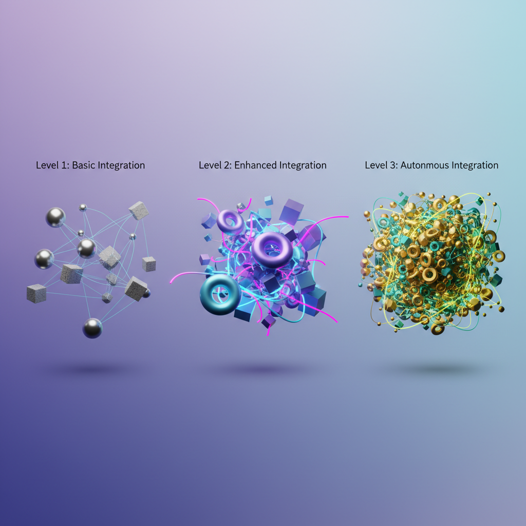 Visual: Three-tier progression from basic API wrapper to production platform