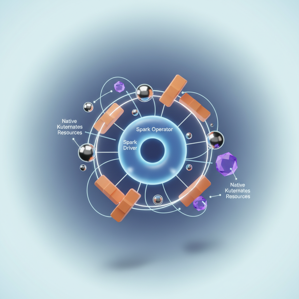 Visual: Spark Operator architecture showing CRD, controller reconciliation loop, and pod orchestration