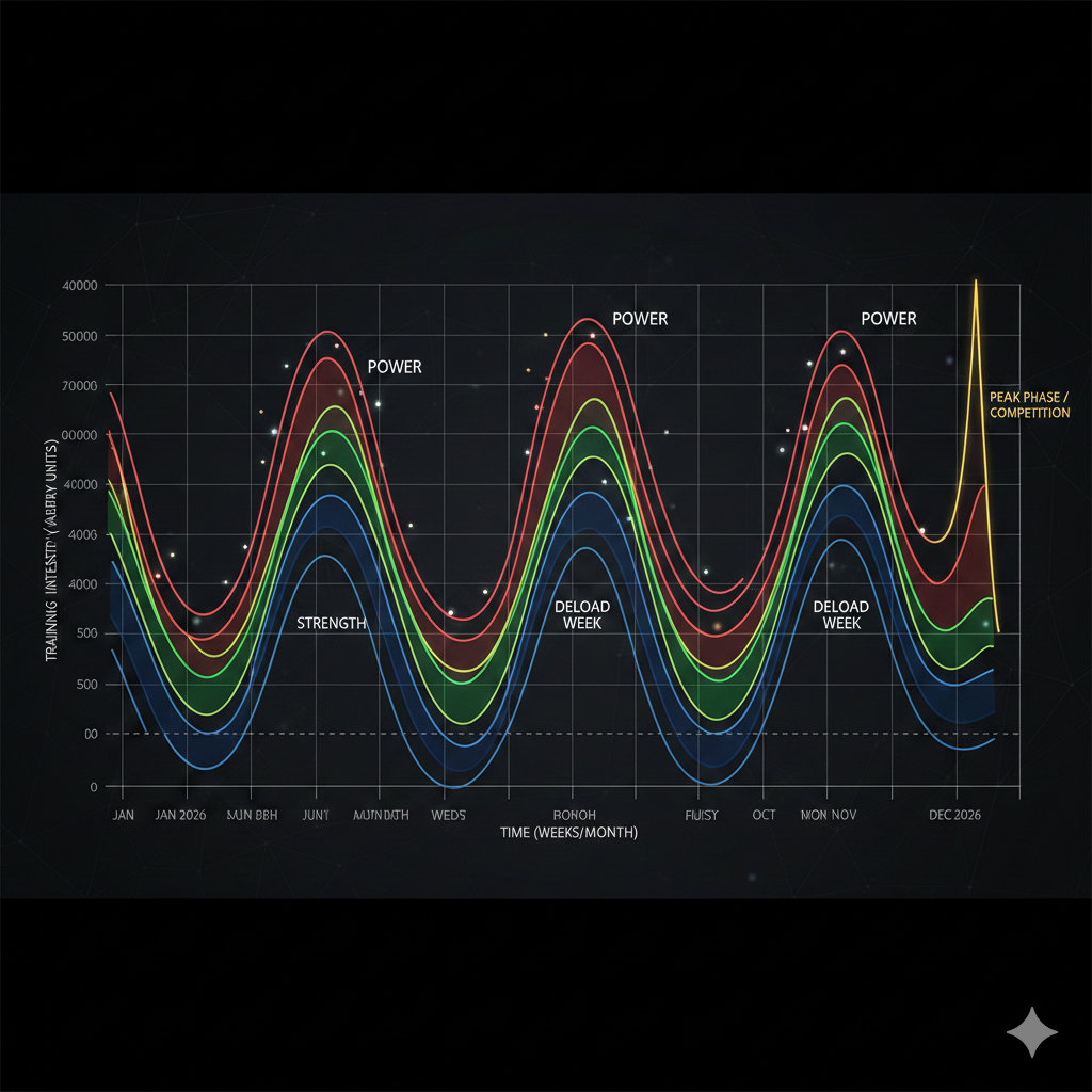 Adaptation feedback loop: Track Workout, Analyze Progress, Adjust Variables, Generate Next Workout