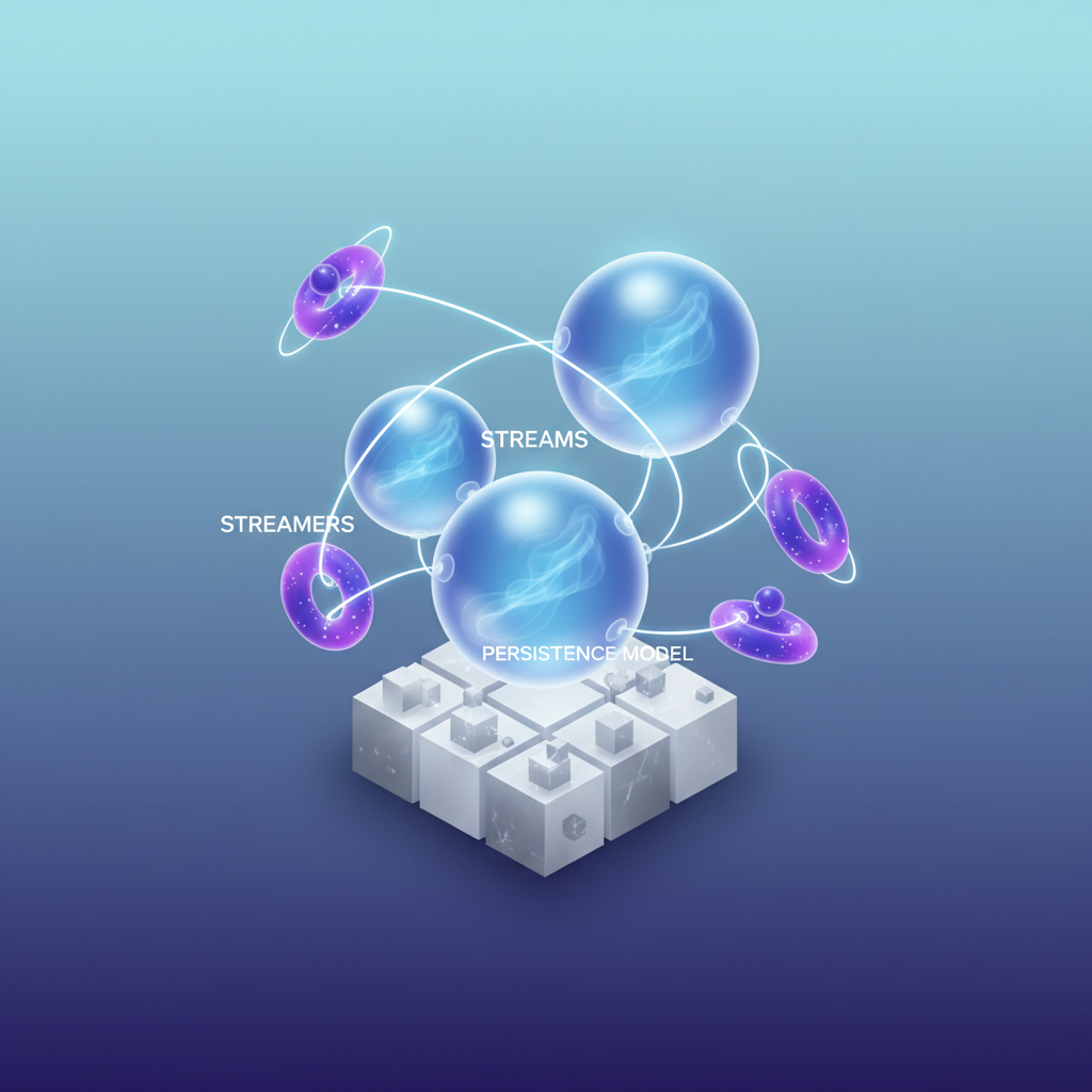 Visual: JetStream data model — streams as logs, consumers as durable cursors, delivery policies as replay controls