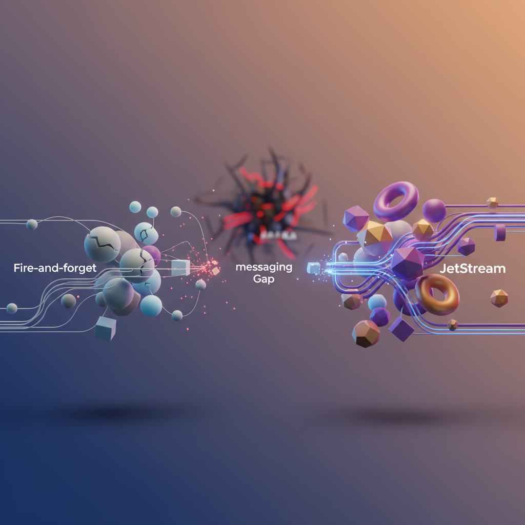Visual: Core NATS fire-and-forget vs. JetStream durable delivery model