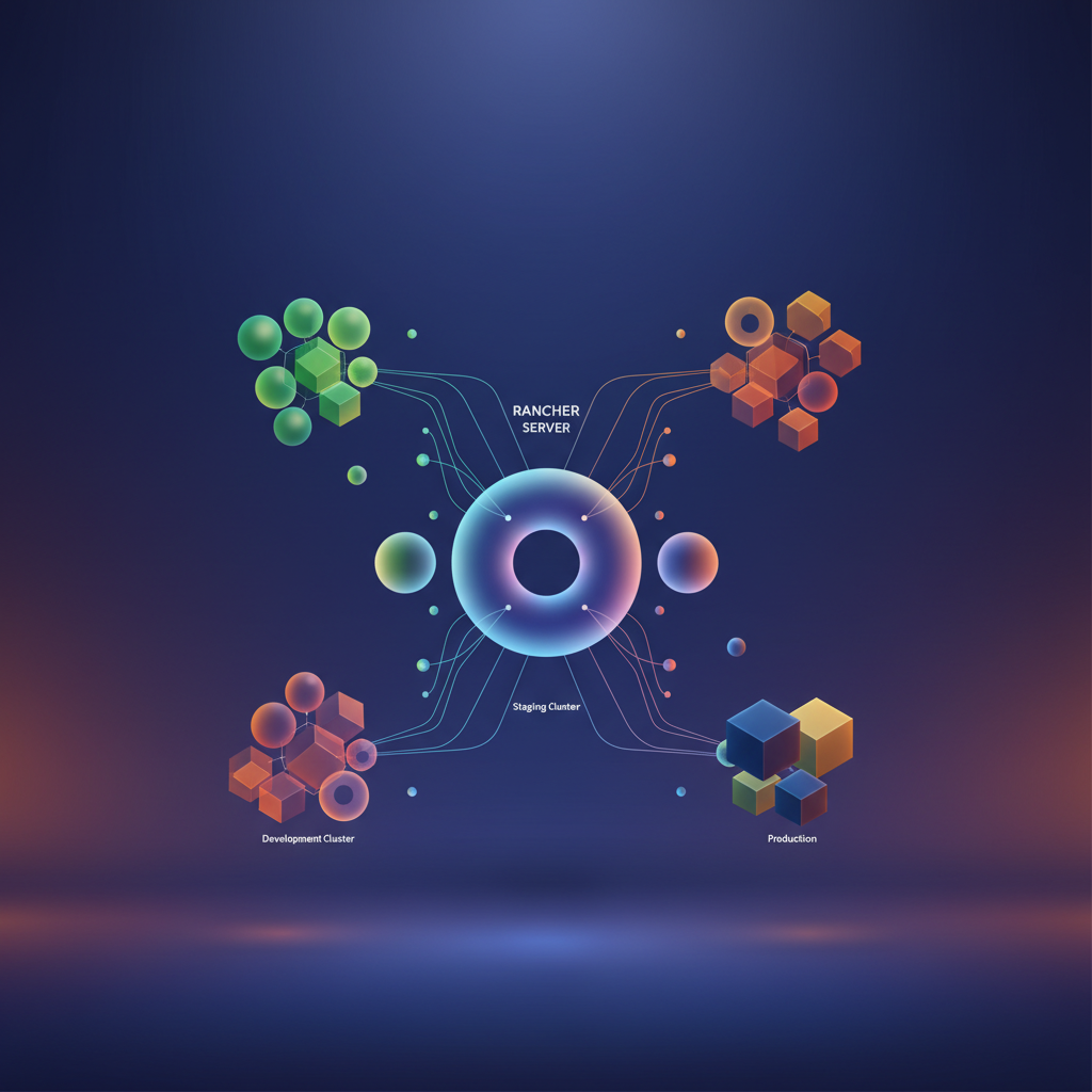 Visual: Rancher Server multi-cluster management architecture