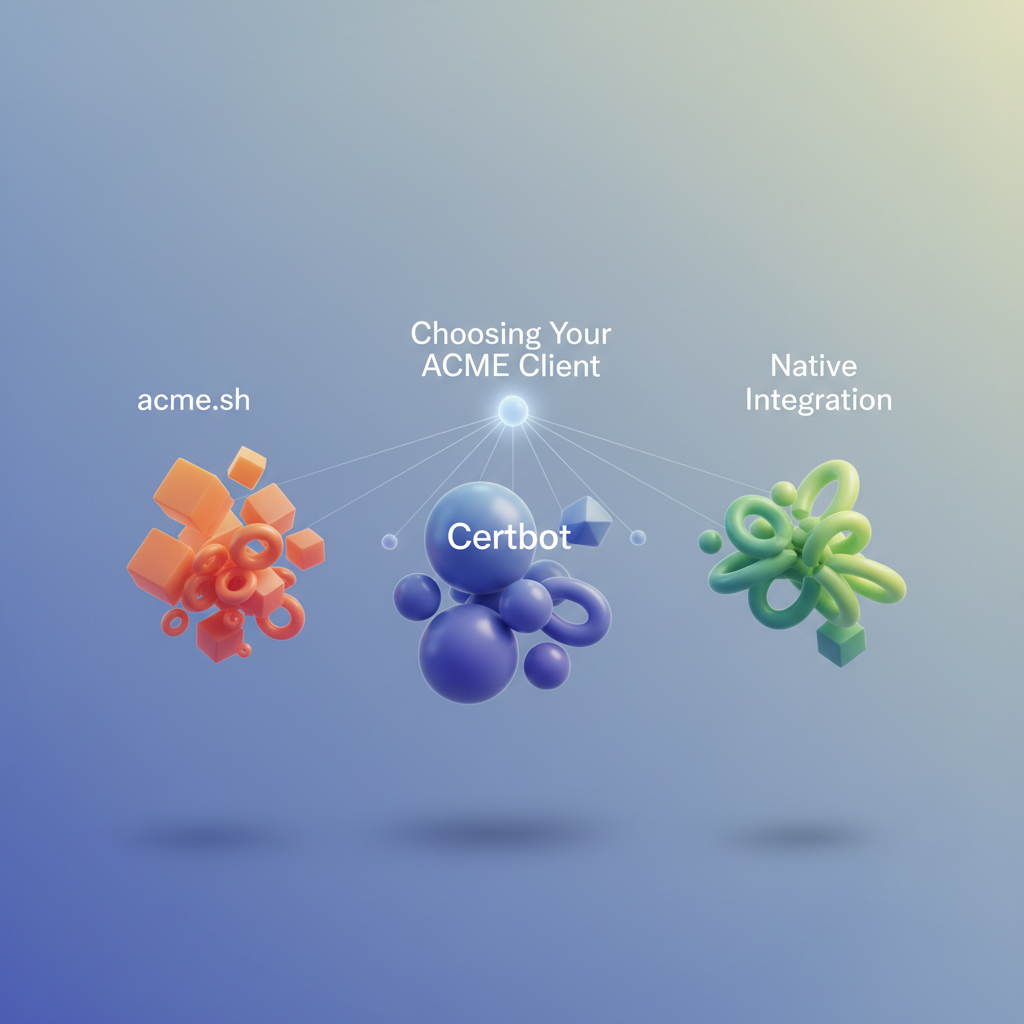 Visual: Decision tree comparing ACME client options for different infrastructure patterns